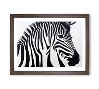 Zebra Portrait Vol.1 WHT Framed Print | A2 Walnut Framed Wall Art | Ready to Hang | Modern Animal Picture | Living Room Bedroom Lounge Office
