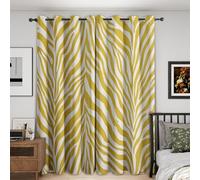 Zebra Print Blackout Curtains, 90 Drop, Yellow and White Printed Curtains for Living Room, Bedroom, Eyelet Drapes for Window Home Decor, 90x90 Inch 2 Panels (B-809)