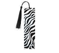 Zebra Print Bookmark Animal Skin Wooden Bookmark with Tassel Book Mark for Women Men Reading Page Markers Gifts for Book Lovers