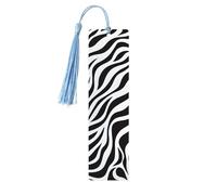 Zebra Print Bookmark Animal Skin Wooden Bookmark with Tassel Book Mark for Women Men Reading Page Markers Gifts for Book Lovers