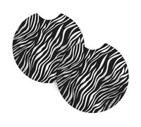 Zebra Print Car Coasters for Cup Holders 2 Pack, 2.7 Inch Universal Non-Slip Insert Water Bottle Holder Pads for Women Men Absorbent Drink Cup Coaster with Finger Notch