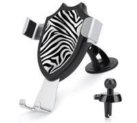 Zebra Print Car Phone Mount Universal Auto Phone Holder Adjustable Cellphone Car Mount 360° Rotation, Dashboard & Windshield & Air Vent Strong Suction Cup Phone Stand Compatible with All Smartphones