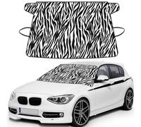 Zebra Print, Car Windshield Cover, Protective Windscreen Cover - Snow Ice Sun UV Dust Water Resistant - Fit for Most Cars