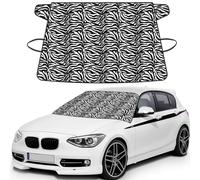 Zebra Print, Car Windshield Cover, Protective Windscreen Cover - Snow Ice Sun UV Dust Water Resistant - Fit for Most Cars