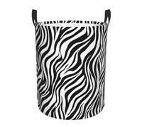 Zebra Print Circular Single-Layer Laundry Basket With Full-Print Design - Waterproof Oxford Fabric, Ideal For Clothes, Toys & More