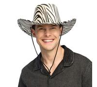 Zebra Print Cowboy Hat Unisex Wild West Cowgirl Festival Fancy Dress