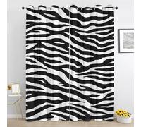Zebra Print Curtains, Animals Striped Eyelet Curtain 108 Inch Long, Black White Blackout Curtains for Bedroom Living Room, Thermal Insulated Drapes 2 Panels Tn407
