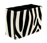 Zebra Print Dual-Compartment Pen Pouch - 2-Layer Sort-It Case, Hand-Washable Canvas, Sturdy Upright Walls, Mini Desk Caddy for Pens, Tools, Accessories
