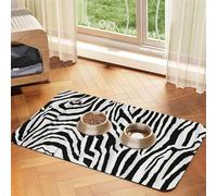 Zebra Print Durable Pet Absorbent Tablecloth Non-Slip Dining Pad For Dog Cat Food Water Bowls Feeder Mat