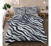 Zebra Print Duvet Cover Superking, Animal Stripe Bedding Set, Soft Microfiber Reversible 3 Piece with 2 Pillowcases, Breathable Hypoallergenic Quilt Cover 260x220 cm With Zipper Closure