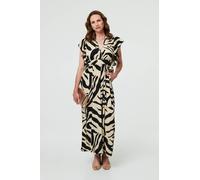 Zebra Print Frilled Cap Sleeve Jumpsuit Izabel London White L/XL