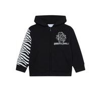 Zebra Print Hooded Sweatshirt - male - Roberto Cavalli - Kids Sweatshirts - Black - 16 Y - Kids 16 Y