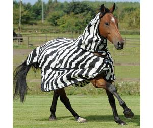 Zebra Print Horse Fly Rug Bucas Summer Mesh with Combo Neck