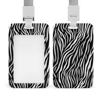 Zebra Print ID Badge Holder with Breakaway Lanyard Card Holder | Waterproof ID Card Holder Heavy Duty Hard Plastic Professional Vertical Name Tag Badge Holder for Office Nurse Doctor Teacher