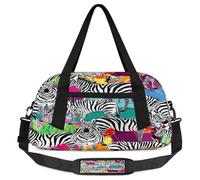 Zebra Print Kids Overnight Duffle Bags for Girls Boys, Black White Stripe Lightweight Sports Gym Bag for Kids，Small Overnight Weekender Carry on Travel Bags Dance Bag, Zebra Print, 18.5L x 7.8W x 9.4H