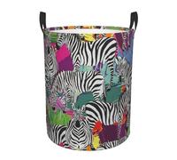 Zebra Print Laundry Baskets Hamper With Handles,Decorative Basket For Living Room Pillows, Blankets,Clothes