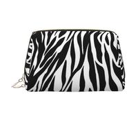 Zebra Print Leather Makeup Bag, Large-Capacity Travel Storage Bag, Dual-Purpose Toiletries and Makeup Bag