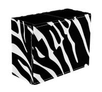 Zebra Print Pattern Dual-Compartment Pen Pouch - 2-Layer Sort-It Case, Hand-Washable Canvas, Sturdy Upright Walls, Mini Desk Caddy for Pens, Tools, Accessories