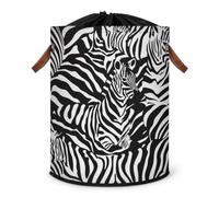 Zebra Print Pattern Laundry Hamper Large Laundry Basket Foldable Clothe Hamper Storage Organizer Bin with Drawstring Lid Boxes for Bedroom Bathroom Room
