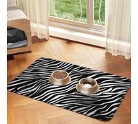 Zebra Print Pet Feeding Mat 40x60cm, Absorbent Dog Mat for Food and Water Bowl, PU Leather Cat Food Mat Waterproof Dog Bowl Mats Quick Dry Pet Placemats-No Stains