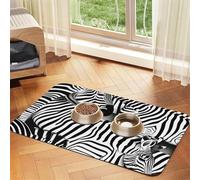 Zebra Print Pet Food Mat Absorbent Non Slip PU Leather Feeding Mat for Dogs Cats Rubber Bottom