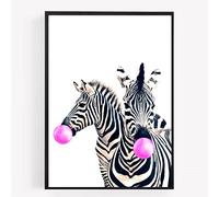 Zebra Print Picture Poster Gift A4 UNFRAMED 2 wall art Home decor Decorating colour zebras bubblegum bubble gum