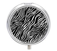 Zebra Print Pill Box,3 Compartments Round Small Pills Case Moisture-Proof Portable Pill Container for Travel Vitamins Fish Oil Supplements