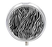 Zebra Print Pill Box Cute Round Pill Case Portable Medicine Tablet Vitamin Holder Organizer for Purse Pocket