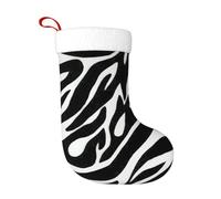 Zebra Print Plush Christmas Stocking, Large Festive Hanging Ornament For Tree, 45cm Polyester Style Holiday Decor