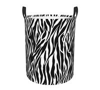 Zebra Print Print Circular Laundry Hamper With Rope Handle Collapsible Waterproof Laundry Basket For Kids Toys Room, Bedroom, Living Room, Gift Basket Dirty Clothes Organizer Storage Basket