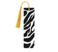 Zebra Print Print Exquisite Wooden Bookmarks with Tassels Wooden Craft Bookmark Ornaments with Holes and Ropes for