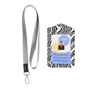 Zebra Print Print Id Badge Holder with Lanyard Wallet, Pu Leather Id Badge Card Holder with 1 Clear Id Window and Neck Lanyard(2pcs)