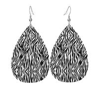 Zebra Print Print Leather Dangle Earrings for Women - Lightweight Teardrop Fashion Statement Earrings