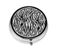 Zebra Print Print Pill Box Purse Small Round Pill Case Decorative Box Metal Medicine Vitamin Pill Organizer for Pocket Or Purse