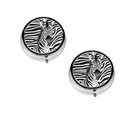Zebra Print -Print Portable Round Pill Box - Stylish Round Pill Organizer for Travel Compartments Gift for Medication Management