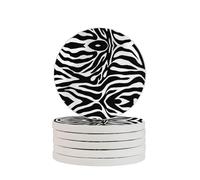 Zebra Print Print Round Diatomite Coasters (Multipack), Fast-Drying, Drink Coasters For Multipurpose Use