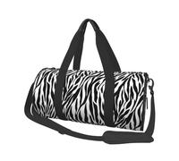 Zebra Print Print Round Duffel Bag, Canvas Overnight Travel Tote Bag, Waterproof and Tear-Resistant.Foldable Weekend Travel Bag