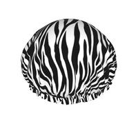 Zebra Print Print Shower Cap - Reusable, Double Layer, Hotel Travel Essentials, Salon Shower Hat Accessories L