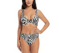 Zebra Print Print Women Swimsuit, Women's High-Waisted Bikini Set, Two-Piece Sport Bathing Suits Black