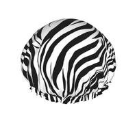 Zebra Print Printed Double Layer Lined Shower Cap,Shower Caps For Women Reusable