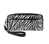 Zebra Print Printed Makeup Bag for Women Travel PU Leather Cosmetic Bag with Wristlet Toiletry Bag