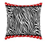Zebra Print Reversible Throw Pillow Covers Wild Animal Square Cushion Covers Set of 1 for Wildlife Polka Dots Pillow Covers Home Decor Set Red Black White 20x20 Inch