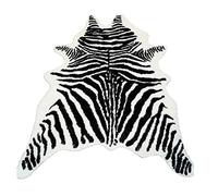 Zebra Print Rug Faux Animal Cowhide Skin Area Rug Leather Carpet Mat Large Size for Home Office Livingroom 7.9'x5.6'