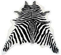 Zebra Print Rug Faux Animal Cowhide Skin Area Rug Leather Carpet Mat Large Size for Home Office Livingroom 5.2'x3.9'