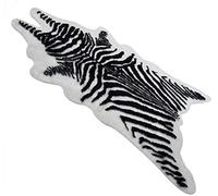 Zebra Print Rug Faux Animal Cowhide Skin Area Rug Leather Carpet Mat Small Size for Home Office Livingroom 3.1' x 3.6'