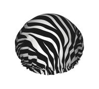 Zebra Print Shower Cap Reusable Elastic Bath Caps Waterproof Bath Hair Hat for Women Men Spa Salon Large Shower Bonnet Double Layer Bathing Hair Cap for Long Hair, Braids