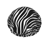 Zebra Print Shower Cap Reusable Elastic Bath Caps Waterproof Bath Hair Hat for Women Men Spa Salon Large Shower Bonnet Double Layer Bathing Hair Cap for Long Hair, Braids
