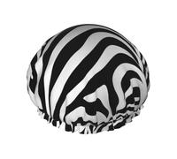 Zebra Print Shower Cap Reusable Elastic Bath Caps Waterproof Bath Hair Hat for Women Men Spa Salon Large Shower Bonnet Double Layer Bathing Hair Cap for Long Hair, Braids