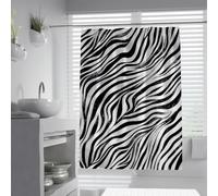 Zebra Print Shower Curtain Black and White Stripes Bath Curtain Abstract Animal Art Shower Curtains with C-Shaped Hooks Waterproof Polyester Fabric 120 x 180 cm