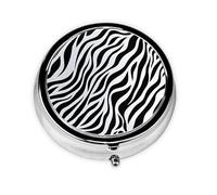 Zebra Print Small Pill Box 3 Compartment Portable Pill Box for Purse Pocket Animal Skin Mini Medicine Organiser for Daily Vitamin Fish Oil Storage